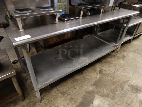 Stainless Steel Commercial Table w/ Metal Undershelf. 72x30x35