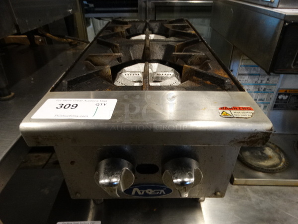 NICE! Atosa Stainless Steel Commercial Countertop Gas Powered 2 Burner Range. 12x28x12.5