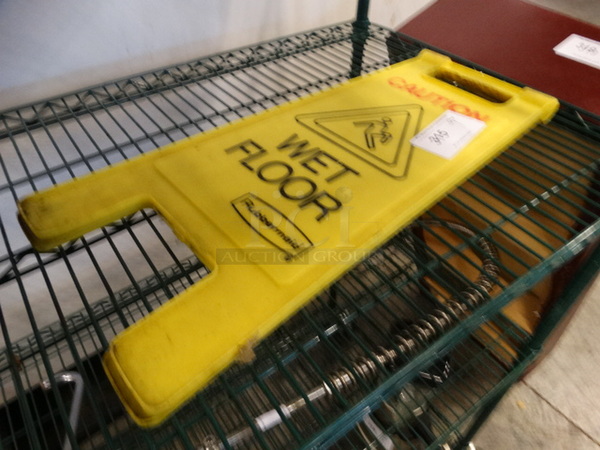 Yellow Poly Wet Floor Caution Sign. 12x1x24
