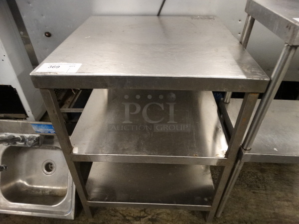 Stainless Steel Table w/ 2 Stainless Steel Undershelves. 22.5x22.5x28