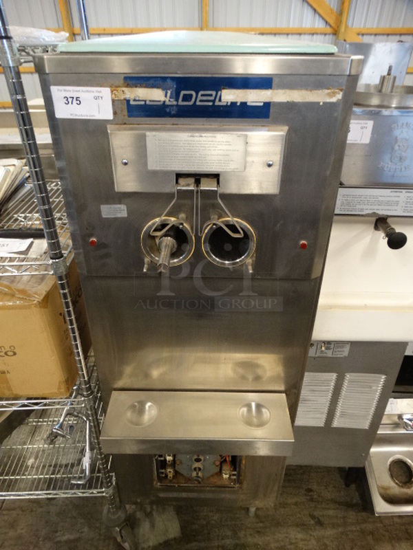 Coldelite Stainless Steel Commercial Floor Style Air Cooled 2 Flavor w/ Twist Soft Serve Ice Cream Machine. 23x34x63