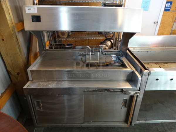 Stainless Steel Commercial Food Prep Station w/ 2 Lower Sliding Doors. 45x35x56. Cannot Test Due To Cut Cord