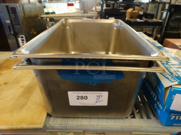 2 Stainless Steel Full Size Drop In Bins. 1/1x8. 2 Times Your Bid!