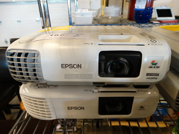 2 Epson LCD Projectors. 100-240 Volts, 1 Phase. Model H686A and H856A. 11.5x9.5x3.5. 2 Times Your Bid!