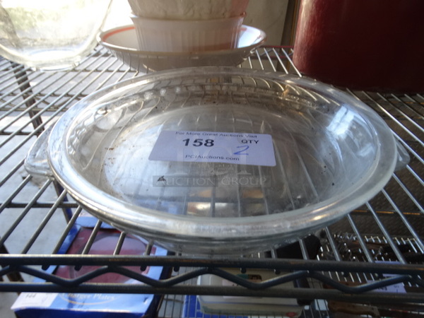 2 Glass Pie Pans. Includes 10x10x2. 2 Times Your Bid!