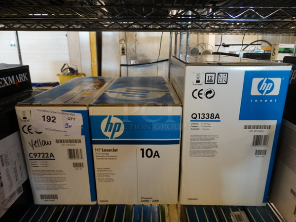 3 Boxes of HP Ink; 38A, 10A and C9722A. 3 Times Your Bid!
