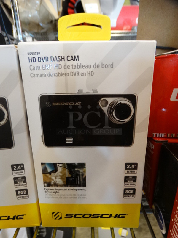 5 BRAND NEW IN BOX! Scosche HD DVR Dash Cam. 5 Times Your Bid!