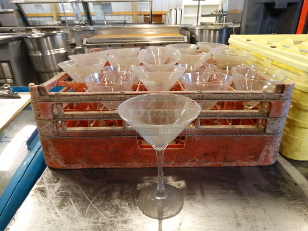 19 Martini Glasses in Dish Caddy. Includes 4.5x4.5x7. 19 Times Your Bid!