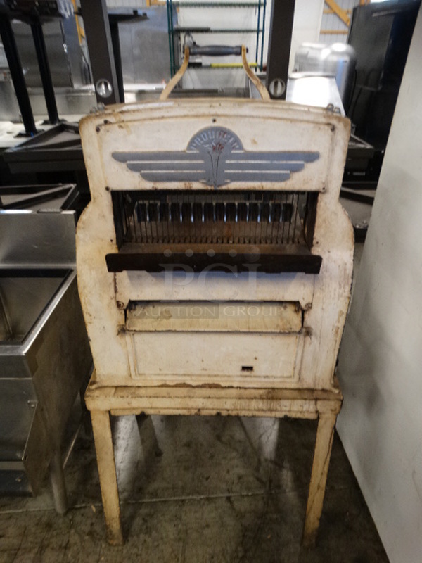 Gellman Model FLGOR Metal Commercial Floor Style Bread Loaf Slicer. 110 Volts, 1 Phase. 27x22x54. Tested and Does Not Power On
