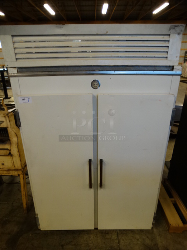 NICE! Hussmann Model USL-2 Metal Commercial 2 Door Reach In Freezer. 115 Volts, 1 Phase. 52x33x80. Cannot Test Due To Cut Cord