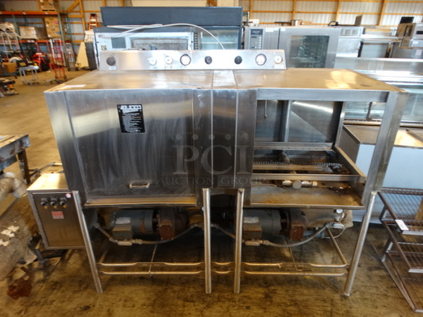Automation Model W-RFR2-85DA-WC Stainles Steel Commercial Conveyor Dishwasher. 440 Volts, 3 Phase. 82x36x63