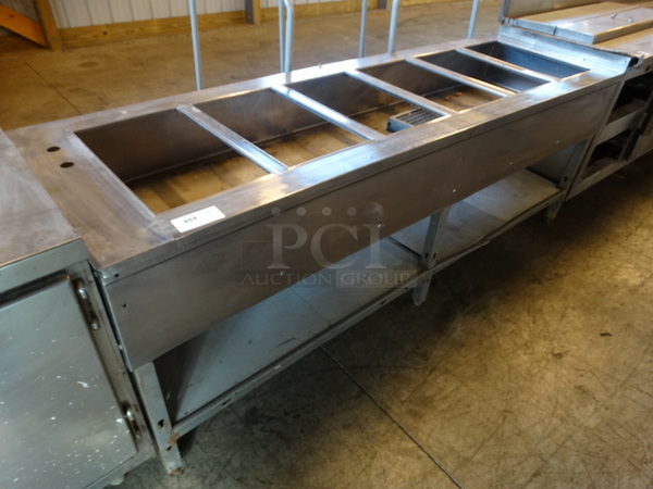 Stainless Steel Commercial Steam Table w/ Metal Undershelf. 92x28x33. Cannot Test Due To Missing Cord