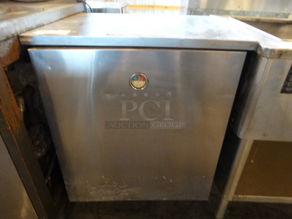 Stainless Steel Commercial Single Door Undercounter Cooler on Commercial Casters. 27x24x34. Cannot Test Due To Cut Cord