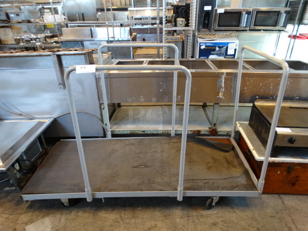 Gray Metal Cart on Commercial Casters. 74x30x44