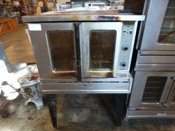 AWESOME! Garland SunFire Model SDG-1 Stainless Steel Commercial Propane Gas Powered Full Size Convection Oven w/ View Through Doors, Metal Oven Racks and Thermostatic Controls on Metal Legs. 80,000 BTU. 40x40x62