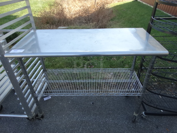 Metal Table w/ Metro Style Undershelf on Commercial Casters. 50x24x39