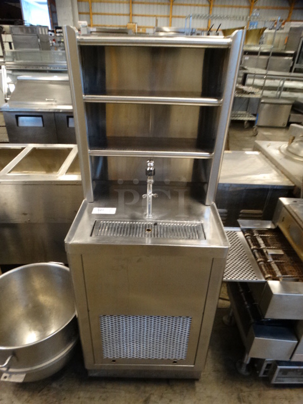 Stainless Steel Station w/ Water Faucet, Drip Tray and 2 Overshelves. 24.5x23x65