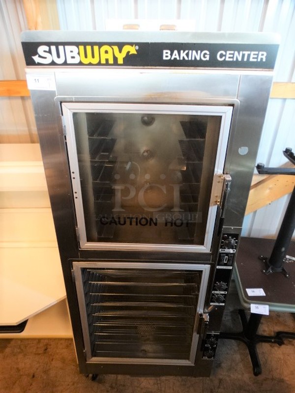 GREAT! Nu Vu Model OP-2-FM Stainless Steel Commercial Oven Proofer on Commercial Casters. 120/208 Volts, 1 Phase. 35x23x82