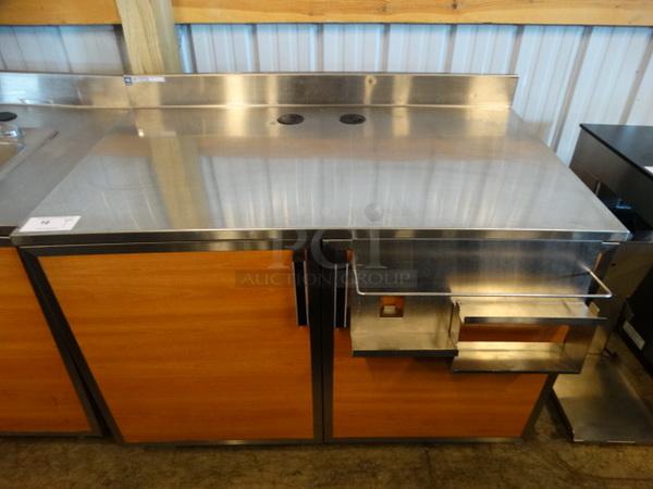 NICE! Duke Stainless Steel Commercial Counter w/ 2 Wood Pattern Doors. 48x34x40