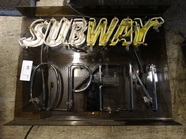 Subway Open Neon Light Up Sign. 30x5x22. Buyer Must Pick Up - We Will Not Ship This Item.