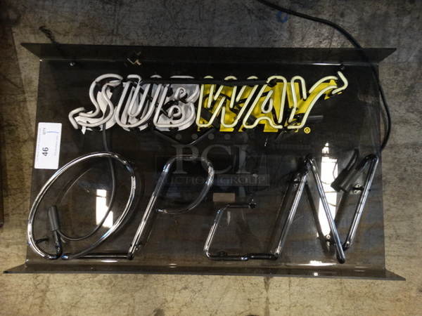 Subway Open Neon Light Up Sign. 30x5x18. Buyer Must Pick Up - We Will Not Ship This Item.