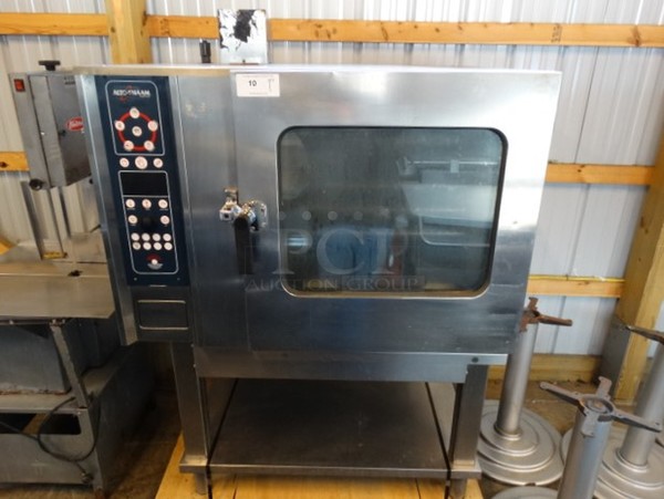 GORGEOUS! Alto Shaam Model 7.14G/ML Stainless Steel Commercial Natural Gas Powered Combitherm Convection Oven w/ View Through Door and Metal Oven Racks. 82,000 BTU. 47x38x66
