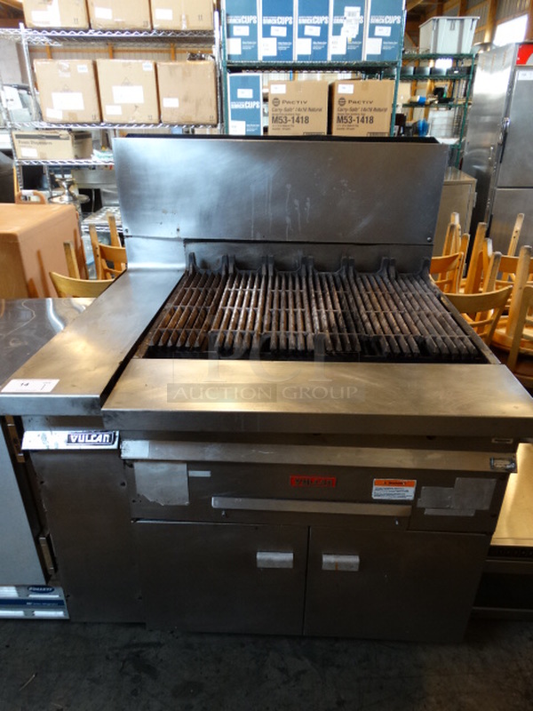 SWEET! Vulcan Model GHCB34S Stainless Steel Commercial Natural Gas Powered Charbroiler w/ 2 Lower Doors. 43x39x54