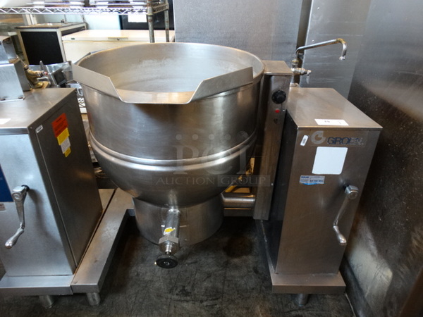 FANTASTIC! Groen Model CHT/1P-40 Stainless Steel Commercial Floor Style Natural Gas Powered 40 Gallon Tilting Kettle. 100,000 BTU. 47x36x48