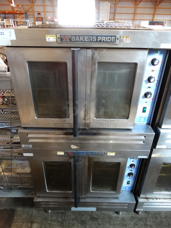 2 BEAUTIFUL! 2016 Baker's Pride Model GDCO-G1 Cyclone Stainless Steel Commercial Natural Gas Powered Convection Ovens w/ View Through Doors, Metal Oven Racks and Thermostatic Controls. 39x39x72. 2 Times Your Bid!