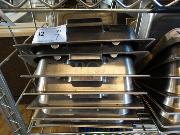 7 Stainless Steel Full Size Dome Lids w/ Center Hinge. 13x21x3. 7 Times Your Bid!