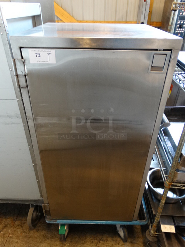 Stainless Steel Single Door Reach In Cabinet on Commercial Casters. 29x26x57