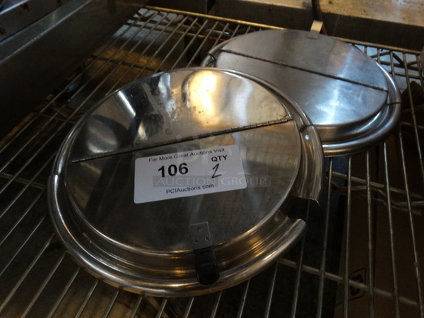 2 Stainless Steel Round Lid w/ Center Hinge. 11x11x1.5. 2 Times Your Bid!