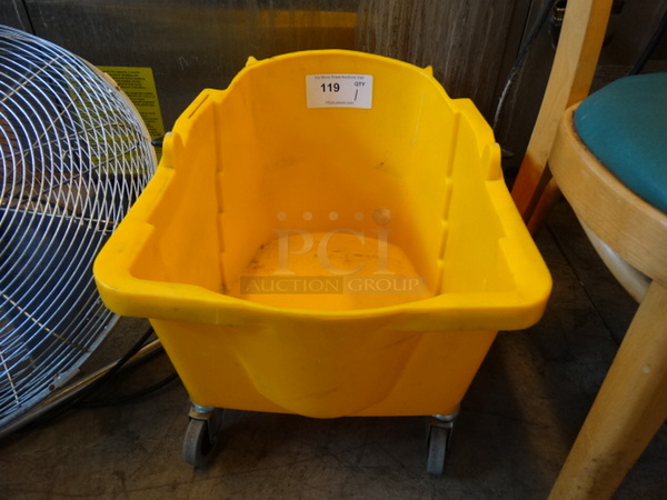 Yellow Poly Mop Bucket on Casters. 16x19x16