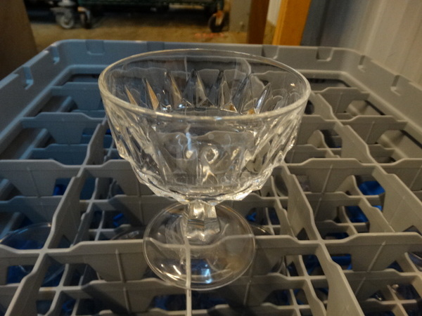 11 Glass Goblet Champagne Glasses in Dish Caddy. 3.5x3.5x4.5. 11 Times Your Bid!