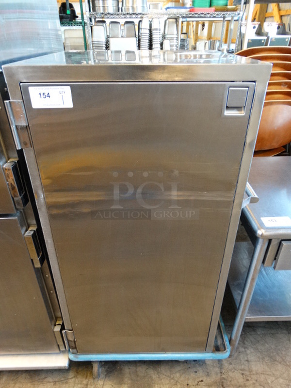 Stainless Steel Single Door Reach In Cabinet on Commercial Casters. 29x27x54.5