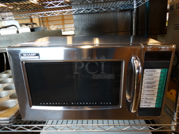 NICE! Sharp Model R-21LVF Stainless Steel Commercial Countertop Microwave Oven. 120 Volts, 1 Phase. 20x16x12