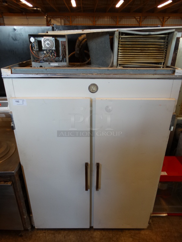 NICE! Hussmann Model USL-2 Metal Commercial 2 Door Reach In Cooler. 115 Volts, 1 Phase. 52x33x80. Cannot Test Due To Cut Cord