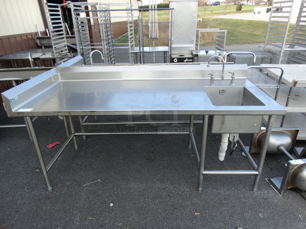 Stainless Steel Table w/ Sink Basin, Faucet and Handles. 85x35x40. Bay 16x20x10