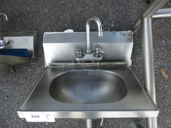 Stainless Steel Commercial Single Bay Wall Mount Sink w/ Mounting Bracket, Faucet and Handles. 19x15x28