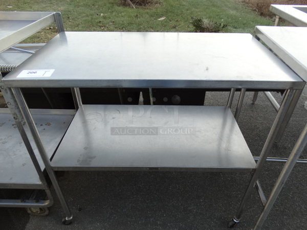 Stainless Steel Table w/ Undershelf on Commercial Casters. 36x20x34