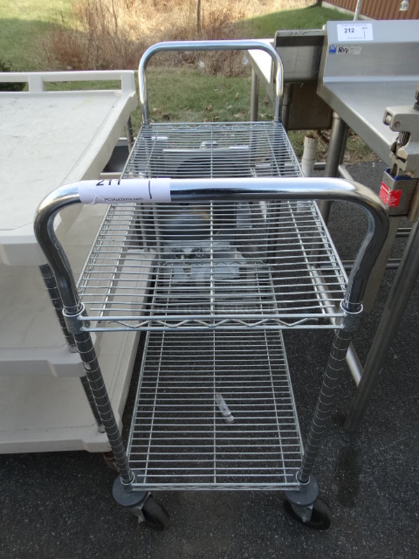 Chrome Finish 2 Tier Cart on Commercial Casters. 39x17x39.5