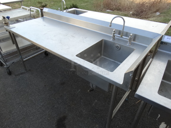 Stainless Steel Commercial Table w/ Mounted Commercial Can Opener, Sink Basin, Faucet and Handles. 78x30x40. Bay 16x20x10