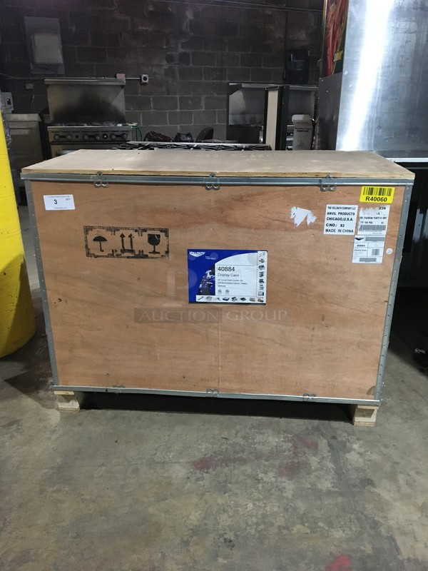AMAZING! NEW IN THE CRATE! Vollrath Commercial Countertop Heated Display Case! With Curved Front Glass! With 2 Sliding Rear Doors! Glass All Around Showcase Style! Model HDE8348! 120V 1Phase! 