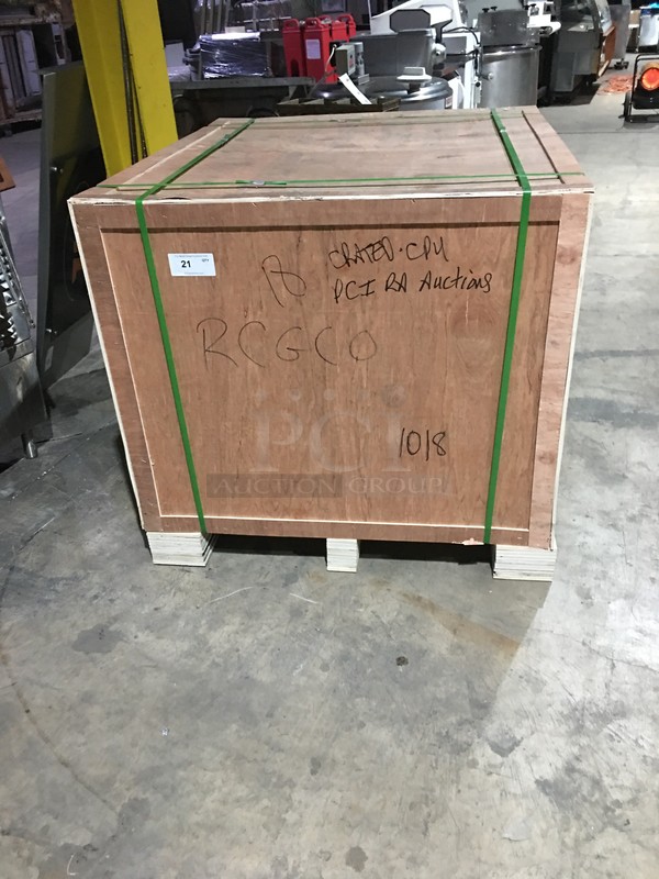 NEW! IN  THE CRATE! Rocket Cooking Commercial Natural Gas Powered Double Deck Convection Oven! With View Through Doors! All Stainless Steel! Model RCGCO Serial RCO1801021! On Commercial Casters! 2 X Your Bid! Makes One Unit!