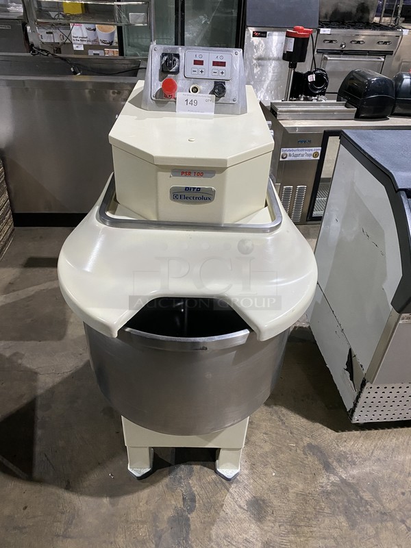 GREAT! Electrolux Dito Commercial Floor Style Spiral Mixer! With Stainless Steel Bowl! With Dough Hook Attachment! Model PSR100 Serial 9FRJS48TZ60006220001! 208/220V 3Phase! Works Great! Please Call Or Text 646-245-6779 For Video! 