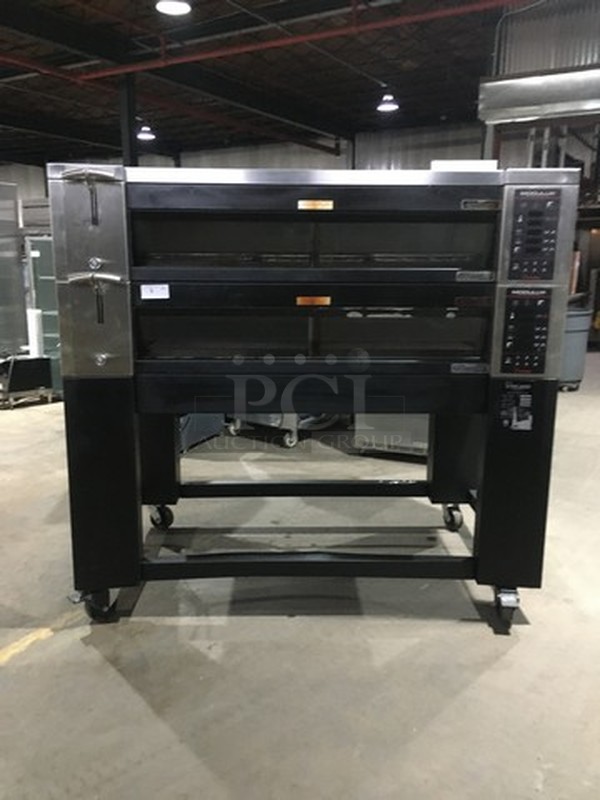 Amazing! Picard Electric Powered Double Deck Modulux Baking Oven! Hot Rock Series! With View Panoramic Doors! Self Generating Steam System! High Quality Original Baking Stones! With Digital Controls! Model 32-2 Serial 11907000! 208/220V 3Phase! On Legs With Commercial Casters!