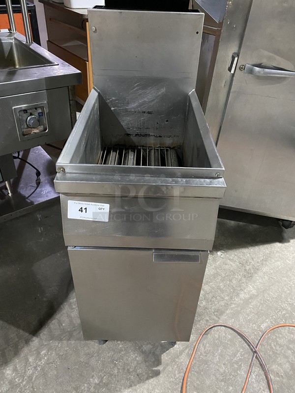 All Stainless Steel Natural Gas Powered Deep Fat Fryer! With Backsplash! On Legs!