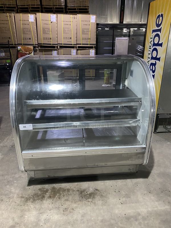 Leader Commercial Refrigerated Deli/Bakery Display Case! With Curved Front Glass! With 2 Sliding Rear Doors! Self Contained! Model MCB48SC Serial PQ091083! 115V 1Phase!