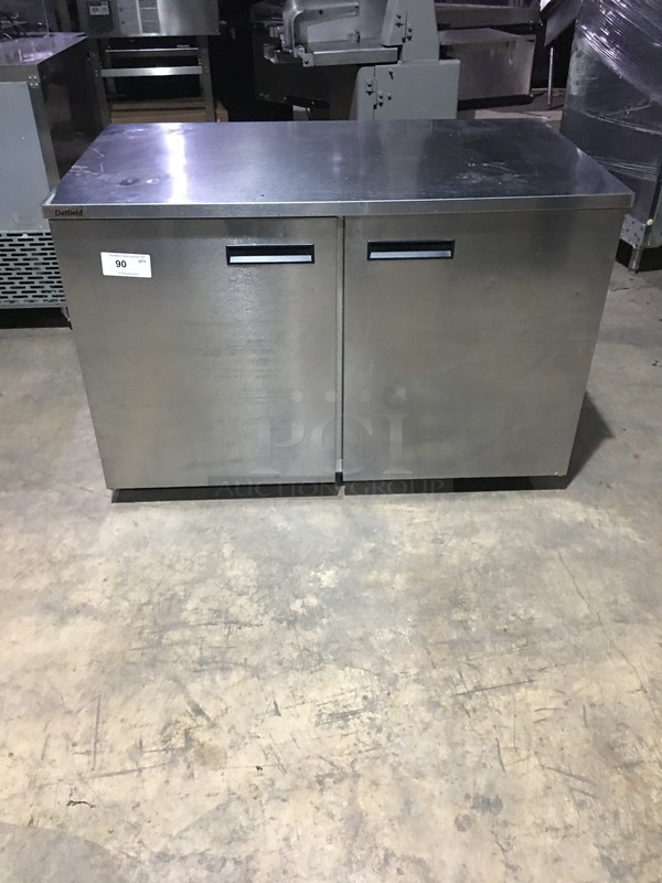 Delfield Commercial Refrigerated 2 Door Lowboy! With Poly Coated Racks! All Stainless Steel! Model UC4048PSTAR Serial 1607152002024! 115V 1Phase!