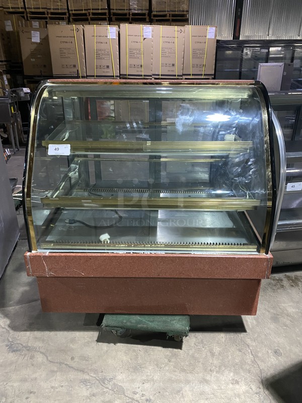 Gorgeous! Leader Refrigerated Bakery Display! With Curved Front Glass! With 2 Tier Glass Shelving! With 2 Sliding Rear Doors! Model MCB48S/C Serial PQ110793! 115V 1 Phase! 